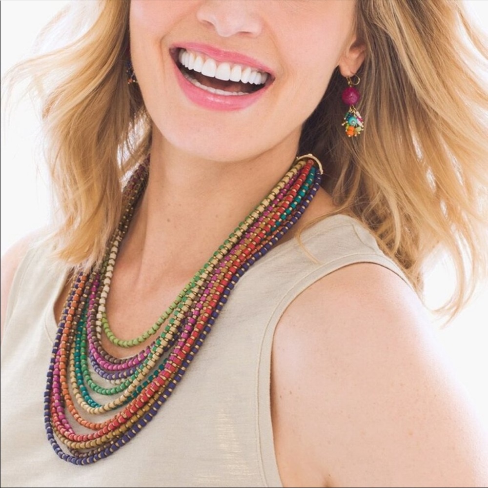 Chico's Rainbow Multi-Strand Short Necklace